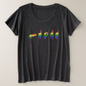 LGBT Glitter Rainbow ASL Proud Grote Maat T-shirt (Design voorkant)