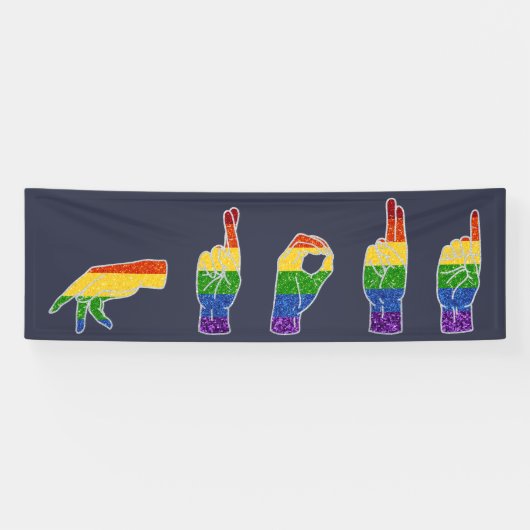 LGBT Glitter Rainbow ASL Proud Spandoek (Horizontaal)