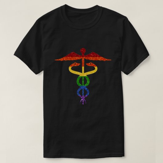 LGBT Glitter Rainbow Caduceus T-shirt (Design voorkant)