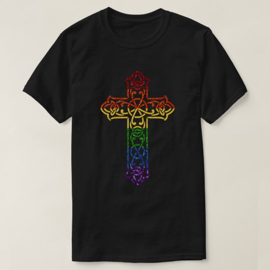 LGBT Glitter Rainbow Cross T-shirt (Design voorkant)