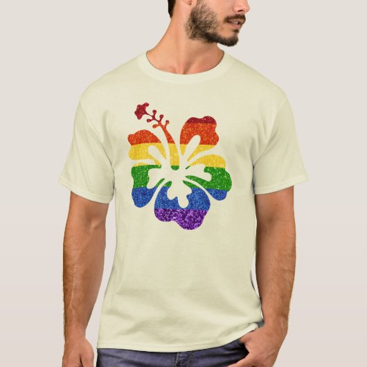 LGBT Glitter Rainbow Hibiscus T-shirt (Voorkant)