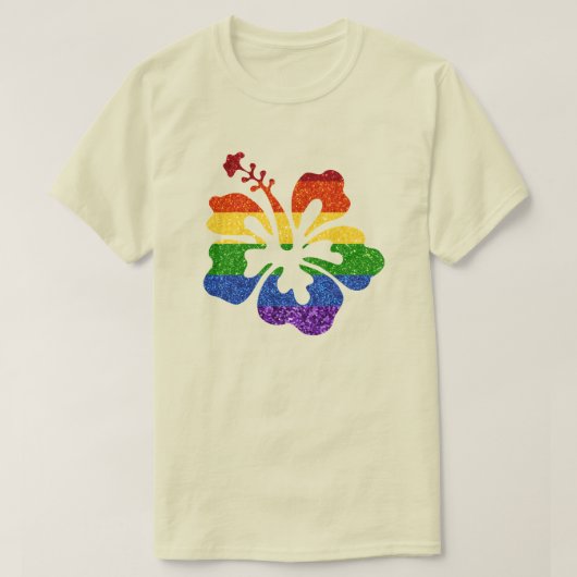 LGBT Glitter Rainbow Hibiscus T-shirt (Design voorkant)