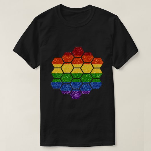 LGBT Glitter Rainbow Honeycomb T-shirt (Design voorkant)