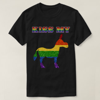 LGBT Glitter Rainbow Kiss My Funny T-shirt