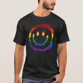 LGBT Glitter Rainbow Marker Smiley T-shirt (Voorkant)