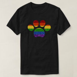 LGBT Glitter Rainbow Paw Print T-shirt