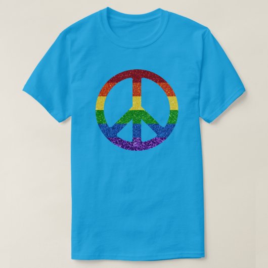 LGBT Glitter Rainbow Peace Sign T-shirt (Design voorkant)