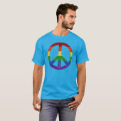 LGBT Glitter Rainbow Peace Sign T-shirt (Voorkant volledig)