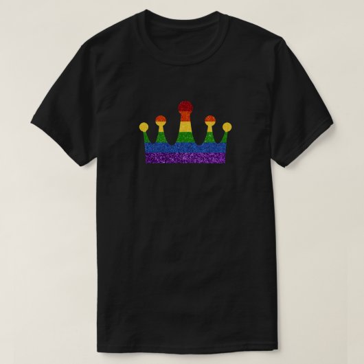 LGBT Glitter Rainbow Pride Crown T-shirt (Design voorkant)