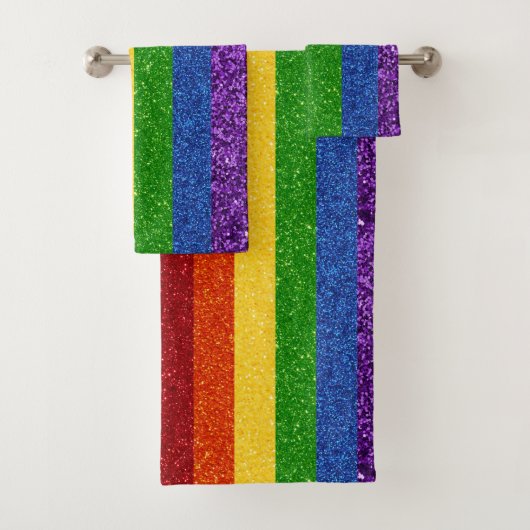 LGBT Glitter Rainbow Pride Flag Bad Handdoek (Insitu)