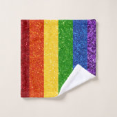 LGBT Glitter Rainbow Pride Flag Bad Handdoek (Wasdoekje)