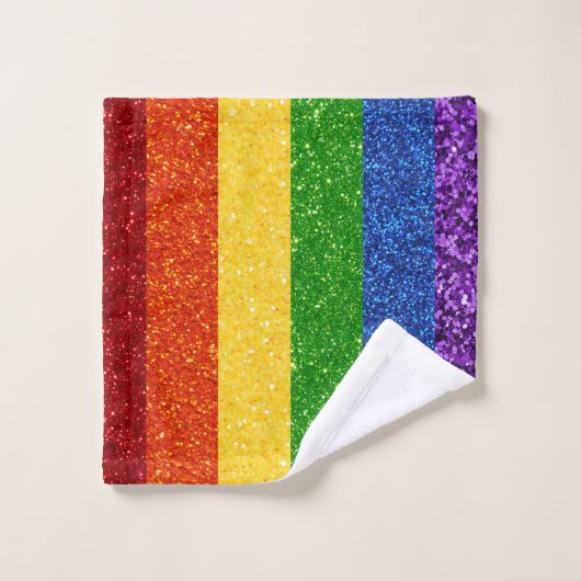 LGBT Glitter Rainbow Pride Flag Bad Handdoek (Wasdoekje)