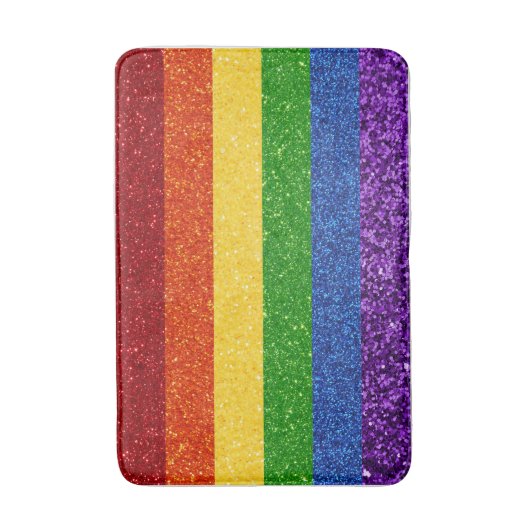 LGBT Glitter Rainbow Pride Flag Badmat (Voorkant Verticaal)