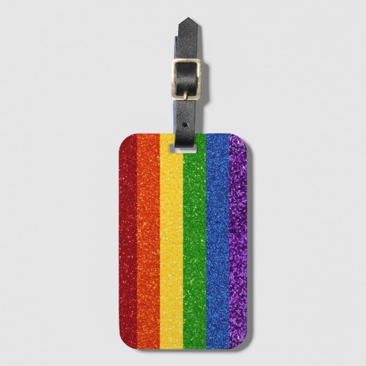 LGBT Glitter Rainbow Pride Flag Bagagelabel (Voorkant (verticaal))