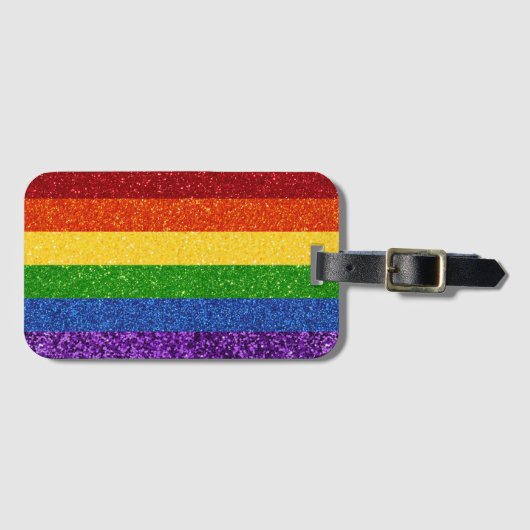 LGBT Glitter Rainbow Pride Flag Bagagelabel (Voorkant (horizontaal))
