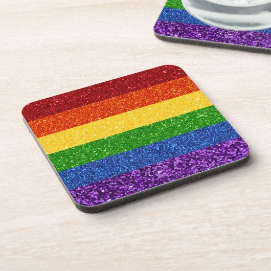 LGBT Glitter Rainbow Pride Flag Bier Onderzetter (Linkerzijde)