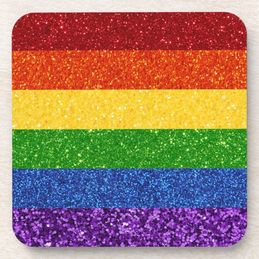 LGBT Glitter Rainbow Pride Flag Bier Onderzetter (Voorkant)