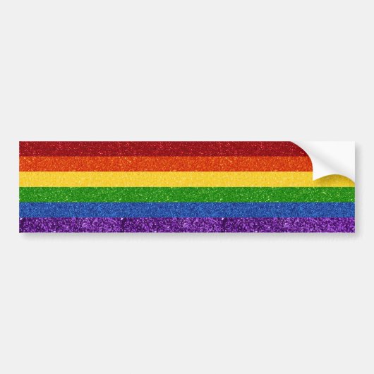 LGBT Glitter Rainbow Pride Flag Bumpersticker (Voorkant)
