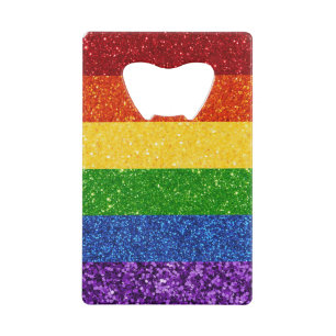LGBT Glitter Rainbow Pride Flag Creditkaart Flessenopener
