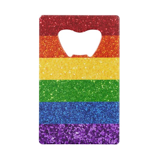 LGBT Glitter Rainbow Pride Flag Creditkaart Flessenopener (Voorkant)