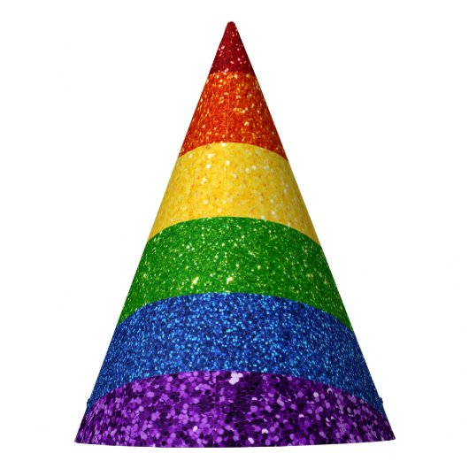 LGBT Glitter Rainbow Pride Flag Feesthoedjes (Voorkant)