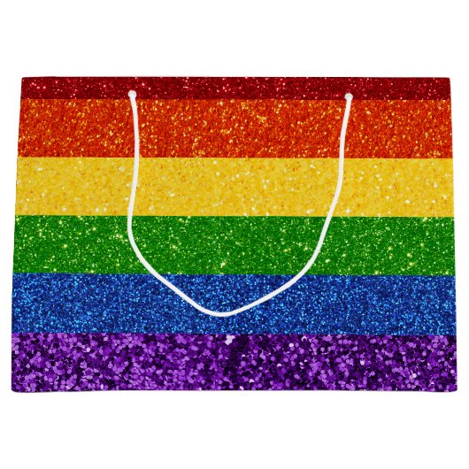 LGBT Glitter Rainbow Pride Flag Groot Cadeauzakje (Voorkant)