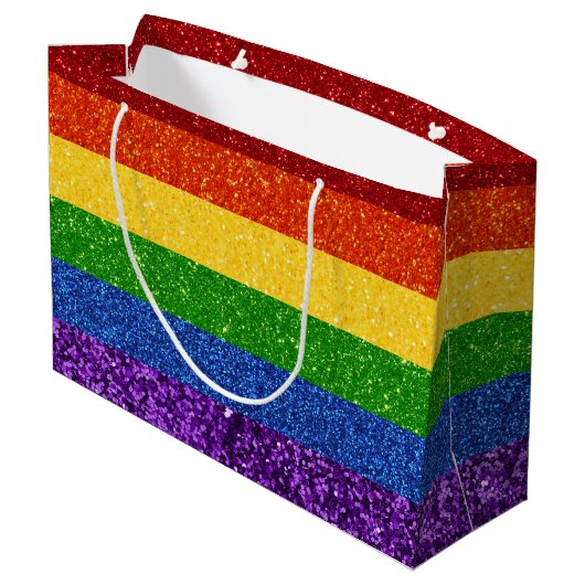 LGBT Glitter Rainbow Pride Flag Groot Cadeauzakje (Achterkant Gekanteld)