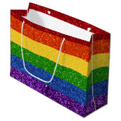 LGBT Glitter Rainbow Pride Flag Groot Cadeauzakje (Voorkant Gekanteld)