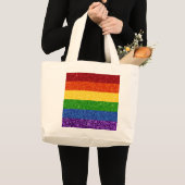 LGBT Glitter Rainbow Pride Flag Grote Tote Bag (Voorkant (product))