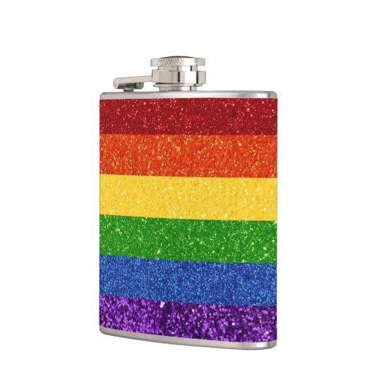LGBT Glitter Rainbow Pride Flag Heupfles (Links)