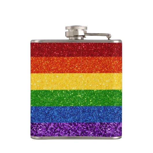 LGBT Glitter Rainbow Pride Flag Heupfles (Achterkant)
