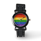 LGBT Glitter Rainbow Pride Flag Horloge (Voorkant)