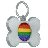 LGBT Glitter Rainbow Pride Flag Huisdieren Naamplaatje (Voorkant Links)