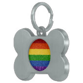 LGBT Glitter Rainbow Pride Flag Huisdieren Naamplaatje (Voorkant Rechts)