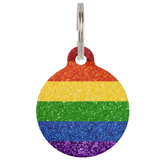 LGBT Glitter Rainbow Pride Flag Huisdierpenning (Achterkant)