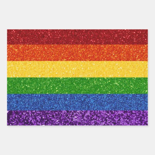 LGBT Glitter Rainbow Pride Flag Inpakpapier Vel (Voorkant 3)