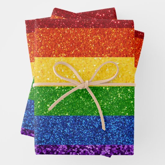 LGBT Glitter Rainbow Pride Flag Inpakpapier Vel (In situ)