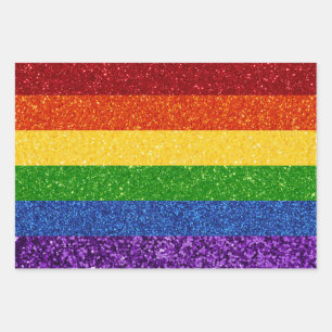 LGBT Glitter Rainbow Pride Flag Inpakpapier Vel