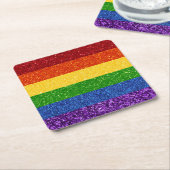 LGBT Glitter Rainbow Pride Flag Kartonnen Onderzetters (Schuin)