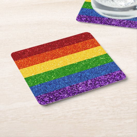 LGBT Glitter Rainbow Pride Flag Kartonnen Onderzetters (Schuin)