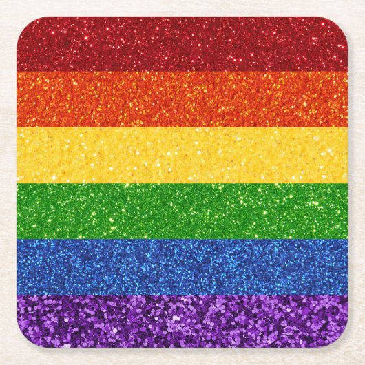 LGBT Glitter Rainbow Pride Flag Kartonnen Onderzetters (Voorkant)