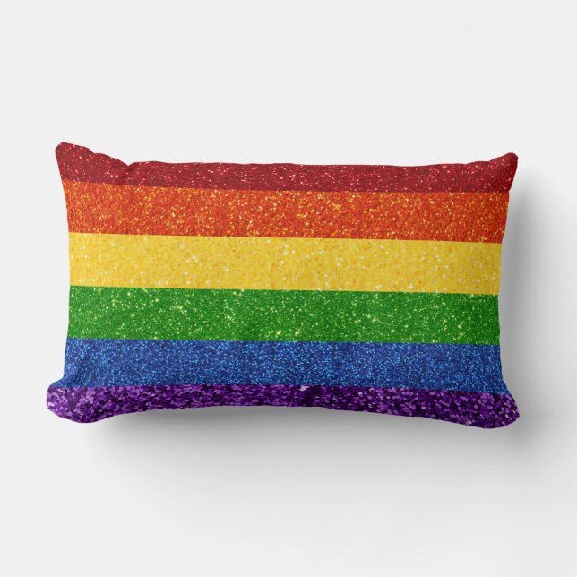 LGBT Glitter Rainbow Pride Flag Kussen (Voorkant)