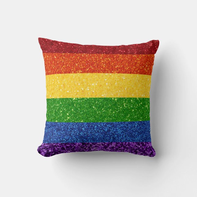 LGBT Glitter Rainbow Pride Flag Kussen (Voorkant)