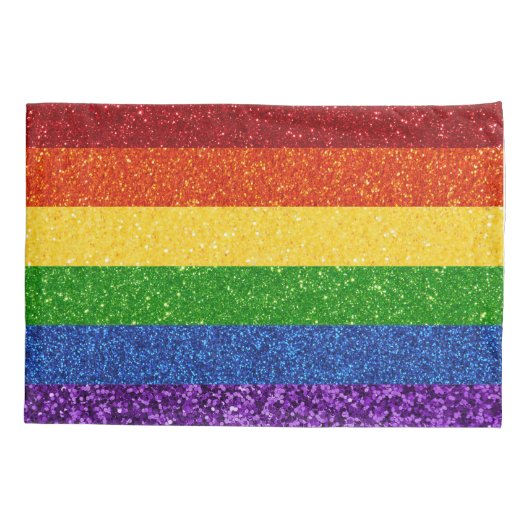 LGBT Glitter Rainbow Pride Flag Kussensloop (Achterkant-Links)