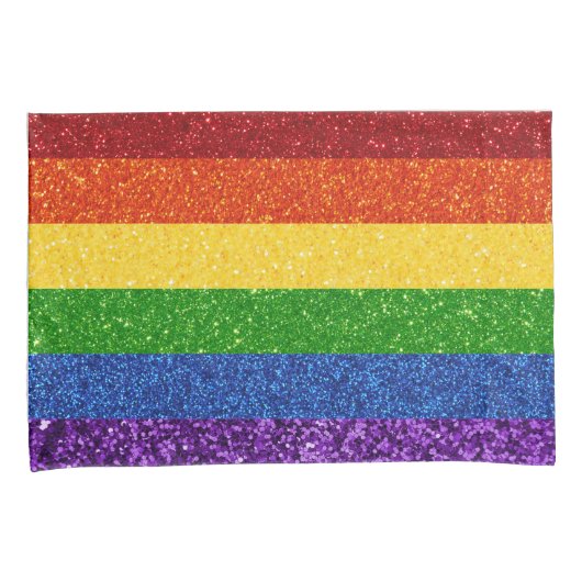 LGBT Glitter Rainbow Pride Flag Kussensloop (Voorkant-Rechts)