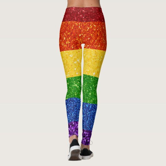 LGBT Glitter Rainbow Pride Flag Leggings (Achterkant)