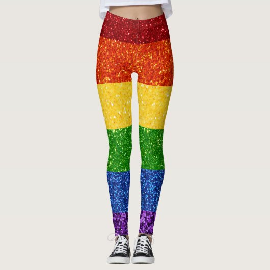 LGBT Glitter Rainbow Pride Flag Leggings (Voorkant)