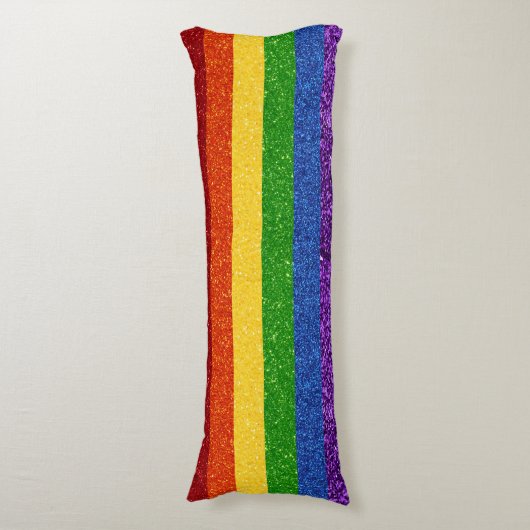 LGBT Glitter Rainbow Pride Flag Lichaamskussen (Voorkant Verticaal)