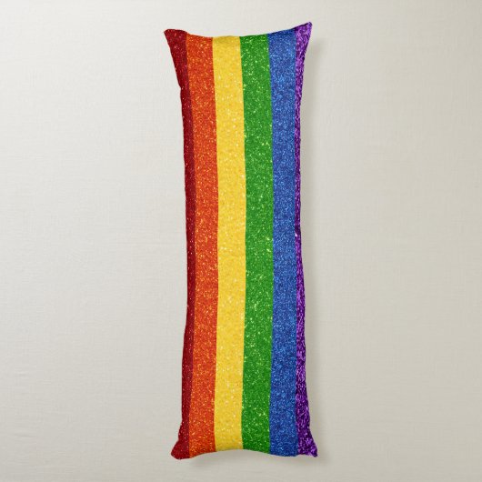 LGBT Glitter Rainbow Pride Flag Lichaamskussen (Achterkant (Verticaal))