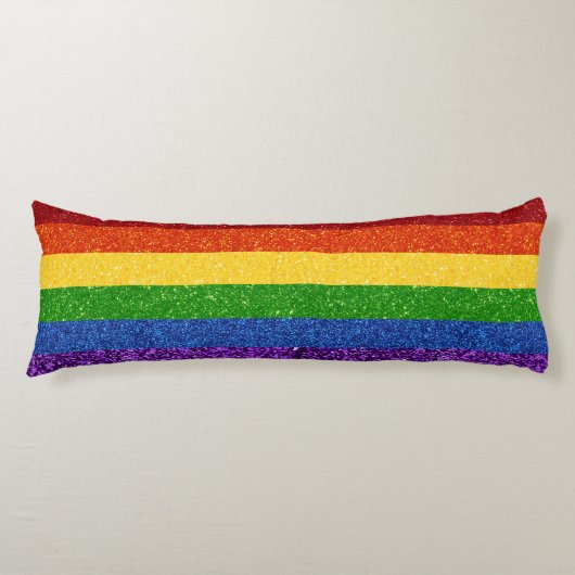 LGBT Glitter Rainbow Pride Flag Lichaamskussen (Voorkant)